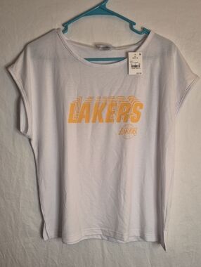 NBA White Tee with Blue and Red Logo